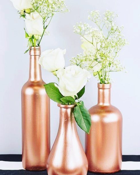 Simple Copper Wedding Jars Decorations