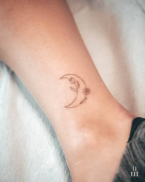 Simple Cresent Moon Tattoo For Women