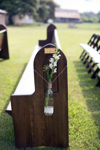 Simple Cute Green Flower Glass Vase Wedding Pew Ideas