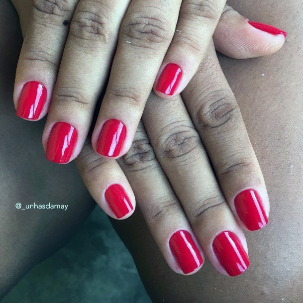 Simple Cute Red May Nails For Girls