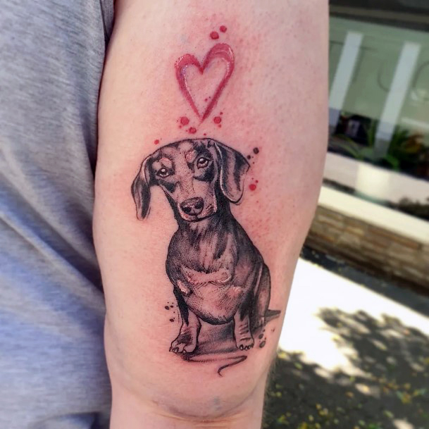 Simple Dachshund Tattoo For Women