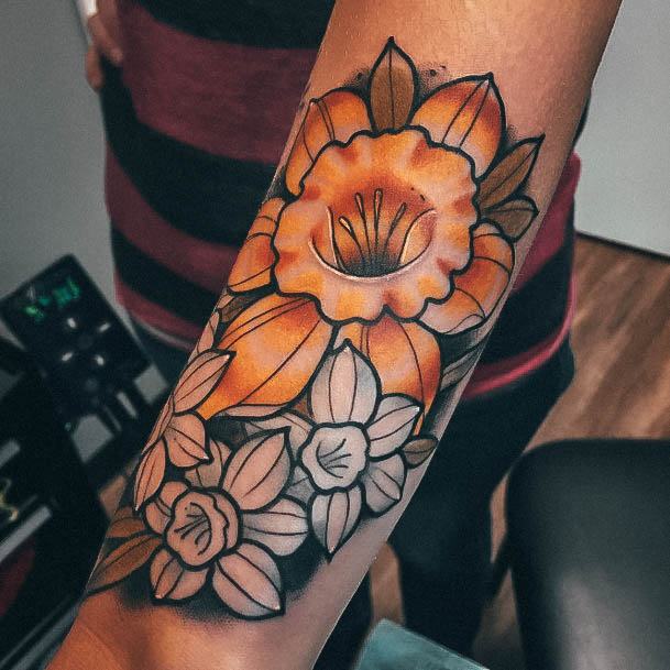 Simple Daffodil Tattoo For Women