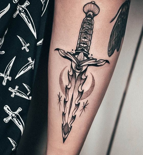 Simple Dagger Tattoo For Women