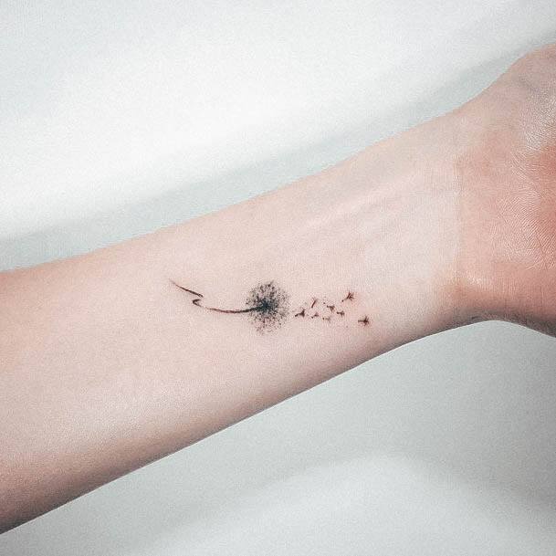 Simple Dandelion Tattoo For Women