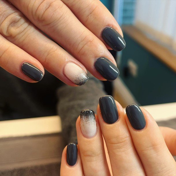 Simple Dark Grey Nail For Women