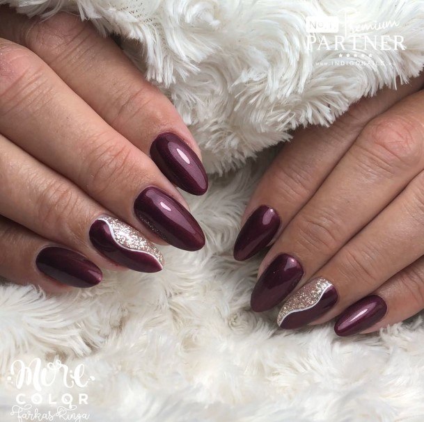 Simple Dark Red Nail For Women