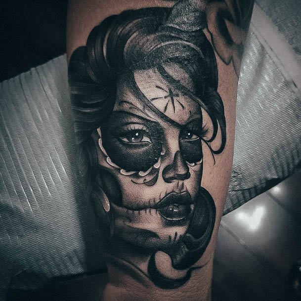 Simple Day Of The Dead Tattoo For Women