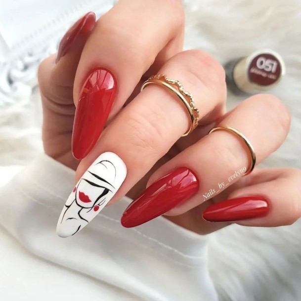 Simple Deep Red Nail For Women