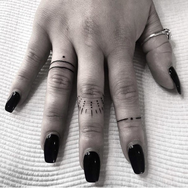 Simple Dots And Lines Tattoo Womens Hands