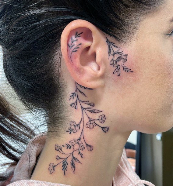 Simple Ear Tattoo For Women