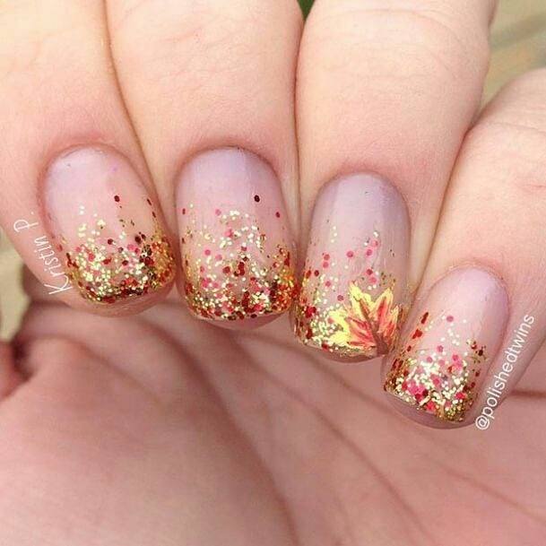 Simple Fall Leaf Nail For Women