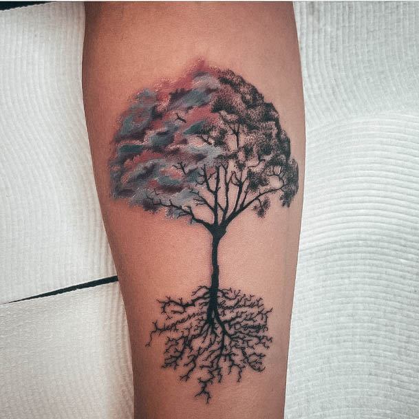 Simple Family Tree Tattoo For Women