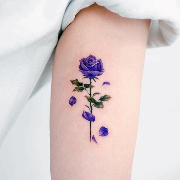 Simple Flower Petal Tattoo For Women