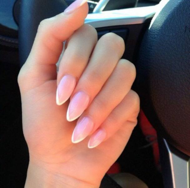 Simple French Tipped Almond Nails