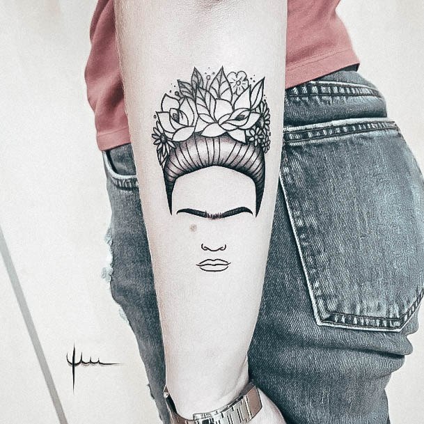 Simple Frida Tattoo For Women