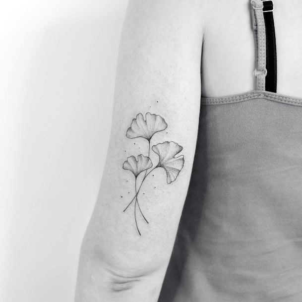 Simple Ginkgo Tattoo For Women