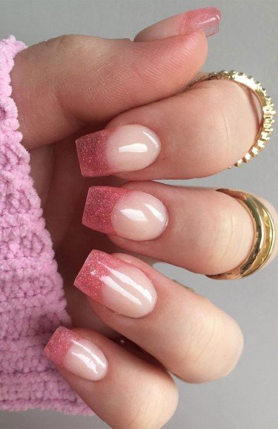 Simple Glitter French Tip Nail For Women