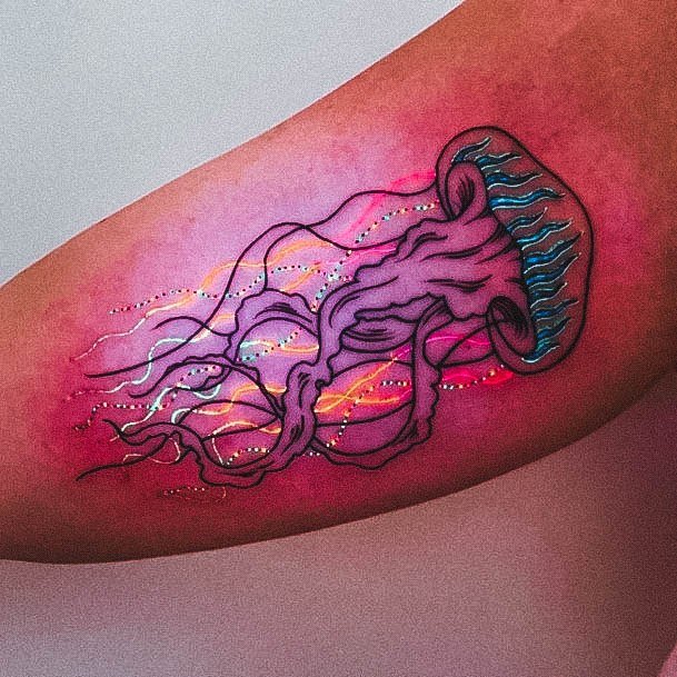 Simple Glow In The Dark Tattoo For Women Jellyfish