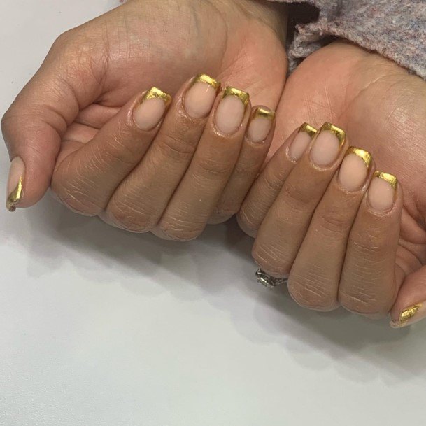 Simple Gold French Tip Nail For Women