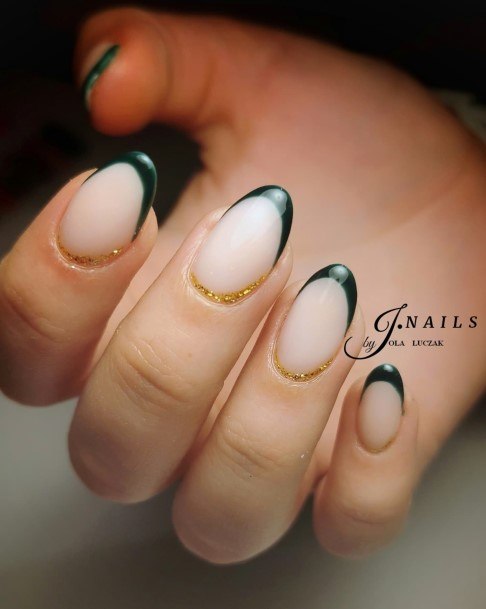 Simple Green French Tip Nail For Women