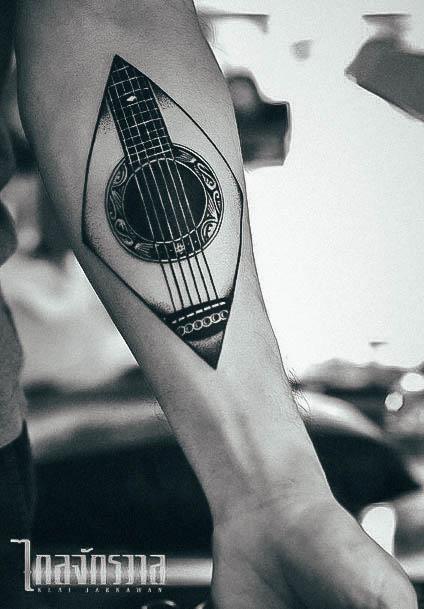 Simple Guitar Tattoo For Women Forearm