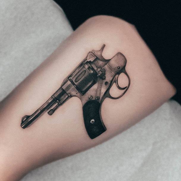 Simple Gun Tattoo For Women One Way Barrel