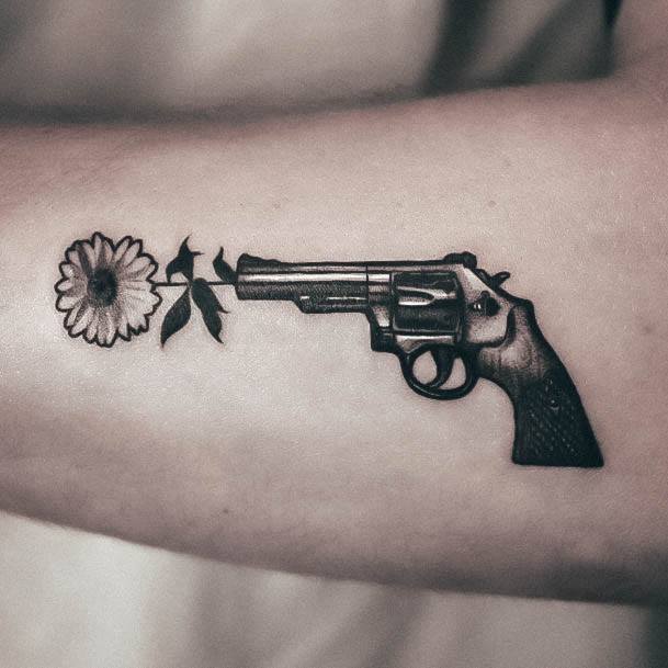 Simple Gun Tattoo For Women