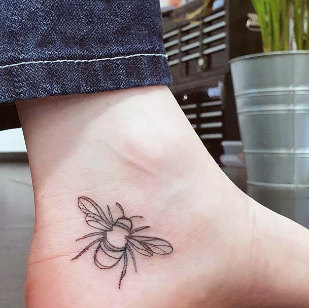 Simple Honey Bee Tattoo For Women