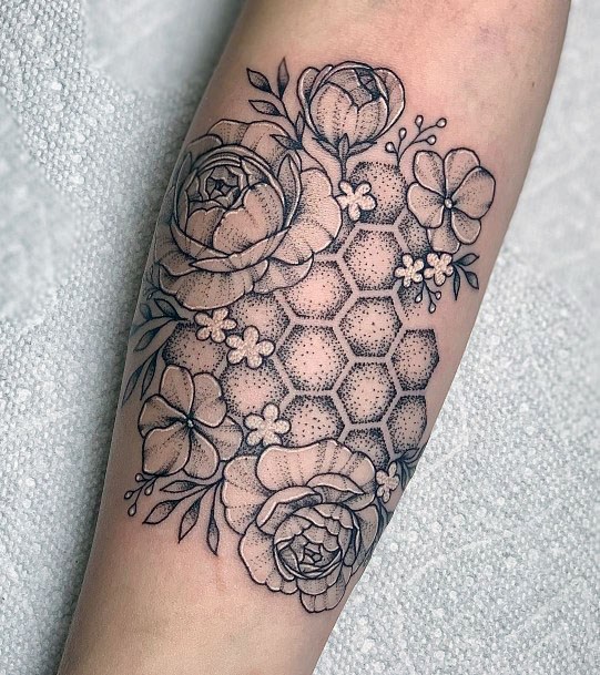 Simple Honeycomb Tattoo For Women