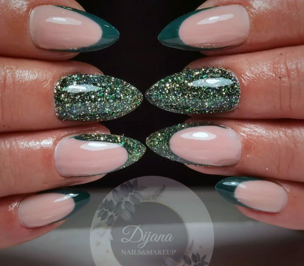 Simple Hunter Green Nail For Women