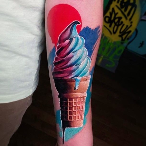 Simple Ice Cream Tattoo For Women