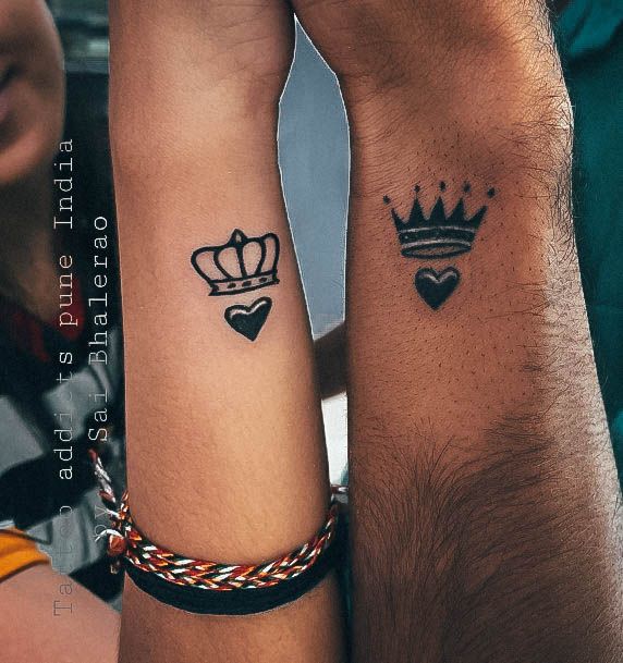 Simple King And Queen Tattoo For Women