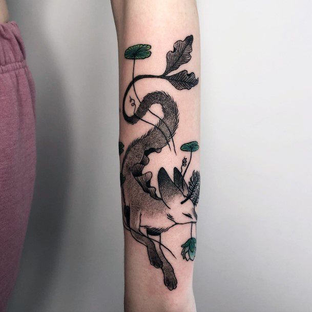 Simple Kitsune Tattoo For Women