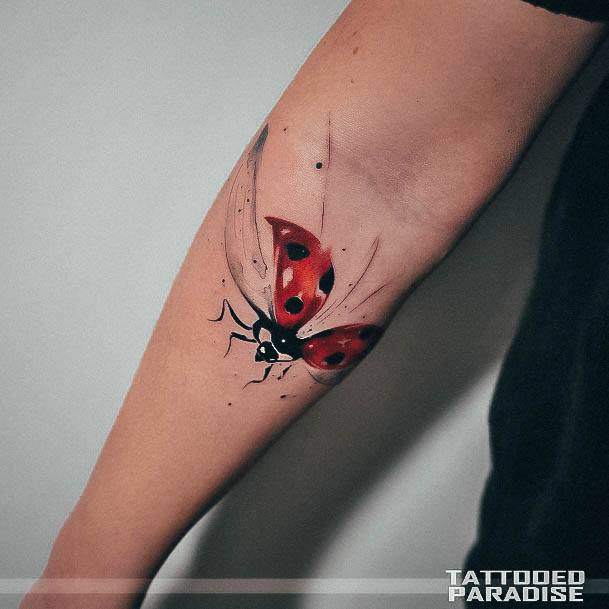 Simple Ladybug Tattoo For Women