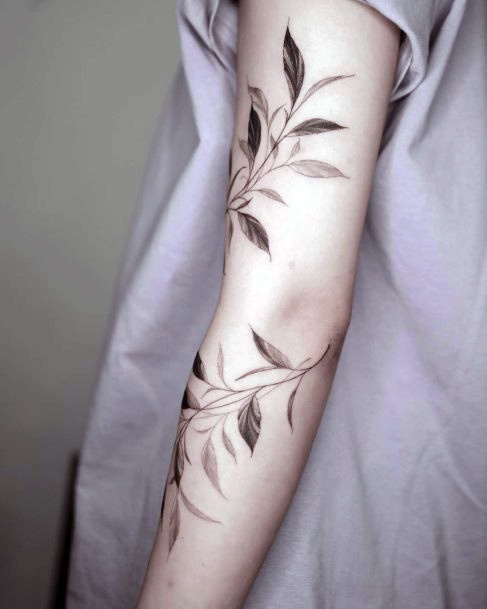 Simple Leaf Tattoo For Women