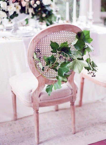 Simple Leafy Chair Decorations Wedding
