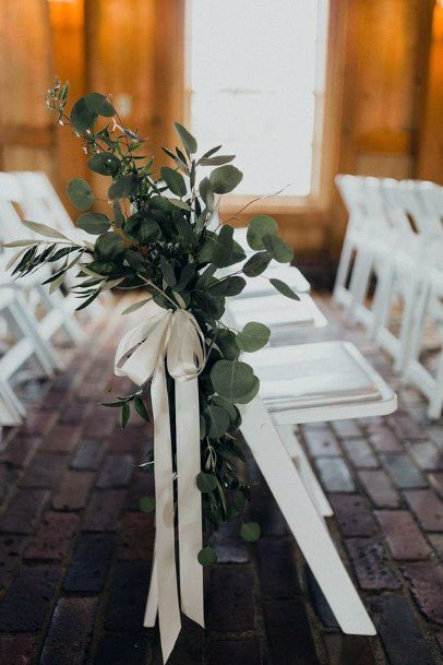 Simple Leafy Green On Chair Wedding Decor