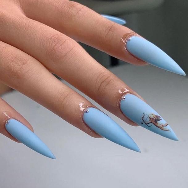 Simple Light Blue Nail For Women