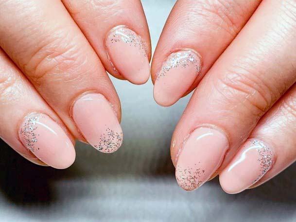 Simple Light Pink Nails With Glitters