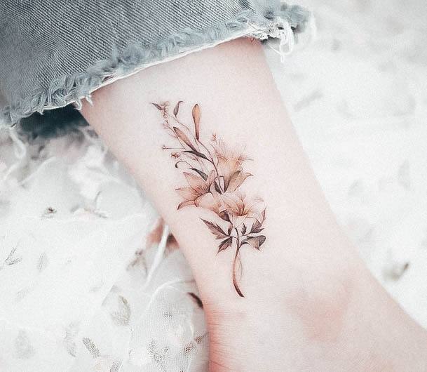 Simple Lily Tattoo For Women