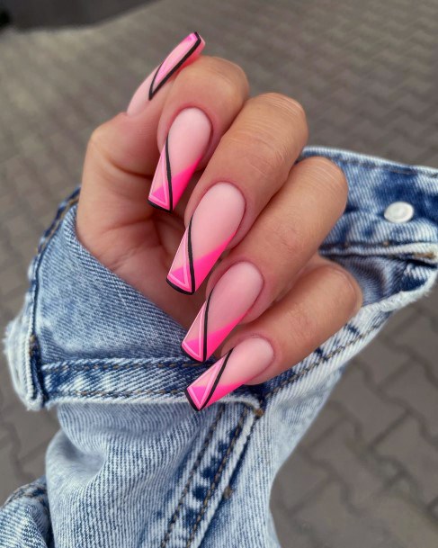 Simple Long Pink Nail For Women