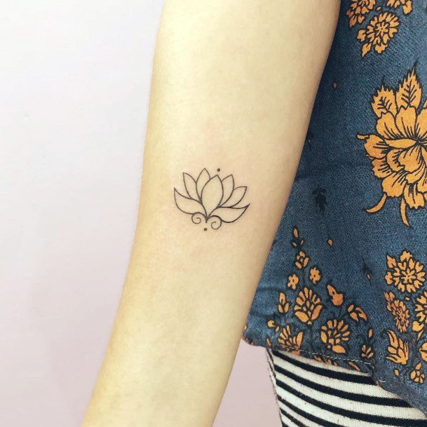 Simple Lotus Outline Tattoo Women