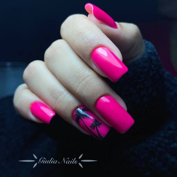 Simple Magenta Nail For Women