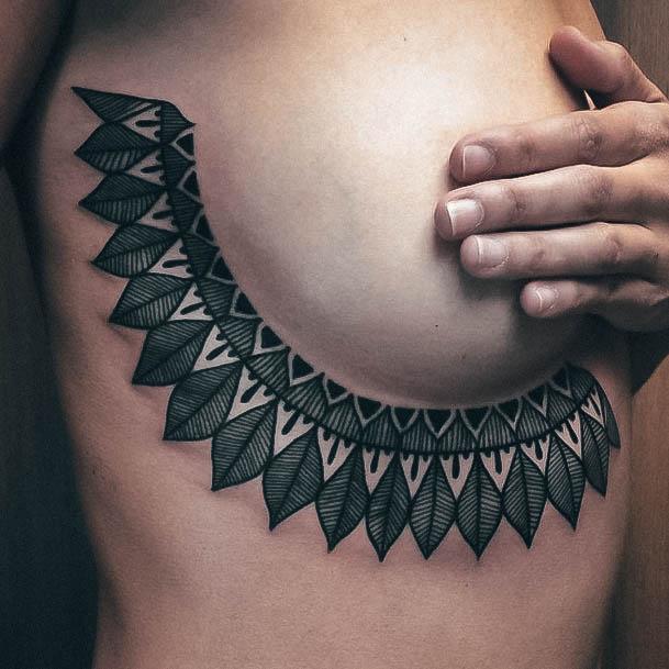 Simple Mandala Tattoo For Women Under Boobs