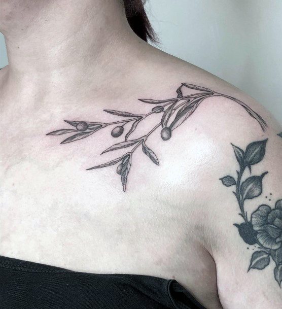 Simple Olive Tree Tattoo For Women