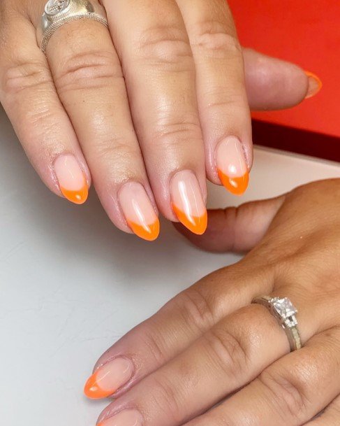 Simple Orange French Tip Nail For Women