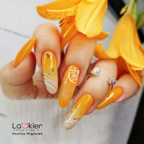 Simple Orange Nail For Women