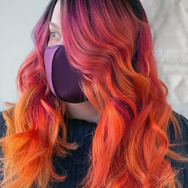 Simple Orange Ombre Hairstyles For Women