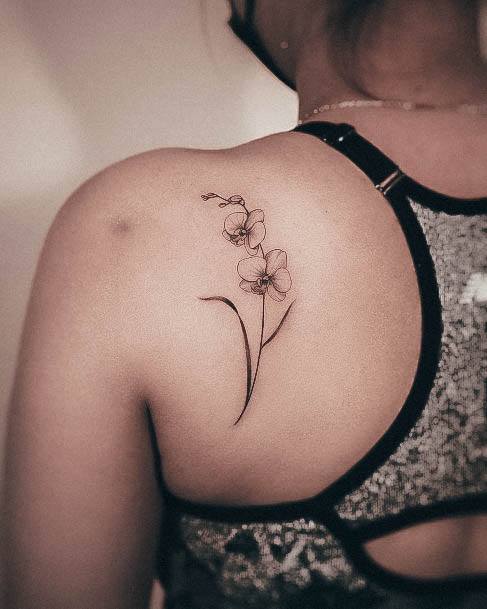 Simple Orchid Tattoo For Women