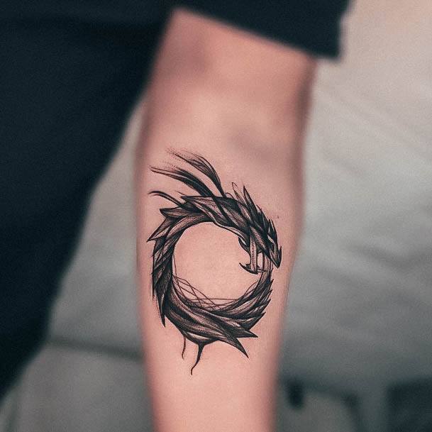 Simple Ouroboros Tattoo For Women